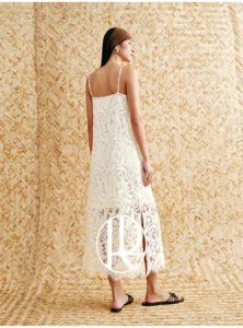 Customized embossed lace embroidered patchwork suspender dress