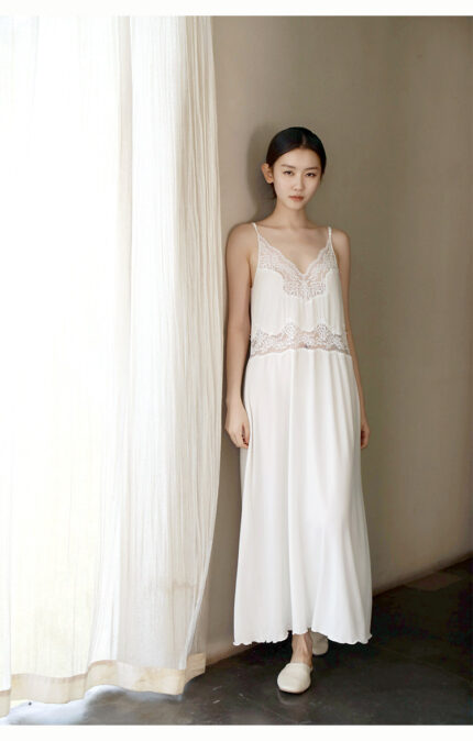High end Modal Silk Elastic Knitted Strap Skirt Sexy Sleeping Skirt