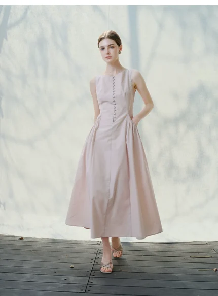 French minimalist button up dress