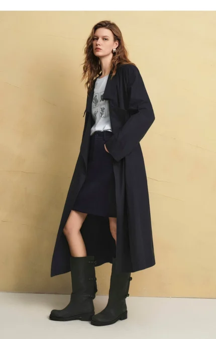 Women's long trench coat with lapel collar, 2026 autumn new collection