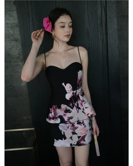 Slimming strapless camisole dress set