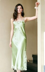 100% mulberry silk summer silk nightgown with suspender and sleepwear