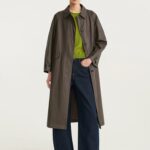 26 Autumn Olive Green Straight Body Micro A Edition Long Windbreaker Coat