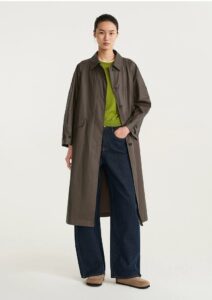 26 Autumn Olive Green Straight Body Micro A Edition Long Windbreaker Coat