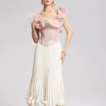 Colorful lotus leaf edge fishbone corset, waist cinching, body cinching, strapless