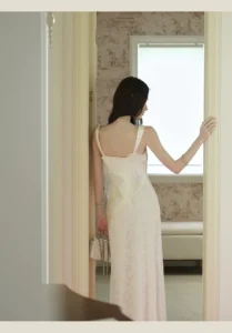 Strap Lace Satin Splicing Strap Dress