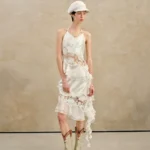 Holiday pearl lace waist slanted suspender hanging neck vest top