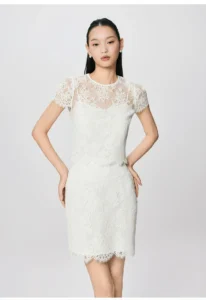 French style lace midi skirt high waisted A-line skirt summer temperament short skirt