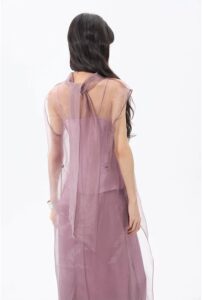 Mist purple long hooded sweatshirt bow ribbon