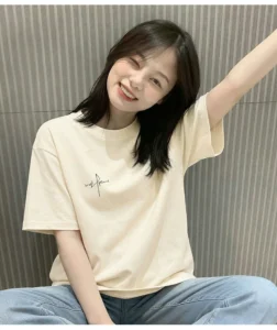 Round neck short sleeved T-shirt for women, 2026 new trendy pure cotton T-shirt