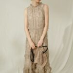 Black fungus edge sleeve romantic fairy atmosphere wilderness poetic vacation dress