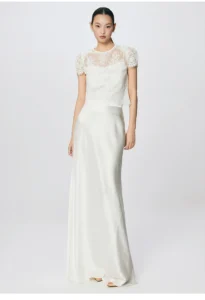 High waisted satin hanging half skirt made of silk A-line fish tail long skirt