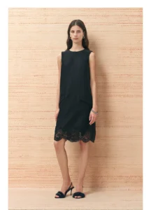 Sheep hair, mulberry silk, satin embroidered lace A-line dress