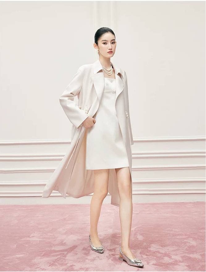 Temperament White Windbreaker Long Female Temperament White Windbreaker Long Female
