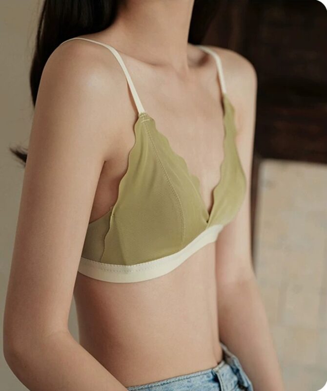 French lingerie women's summer ultra-thin triangular cup underwire bra