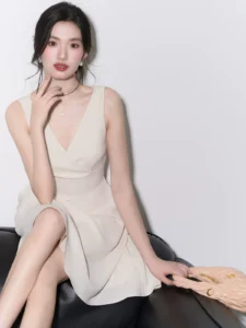 Elegant lady's temperament, luxurious jacket, camisole dress set