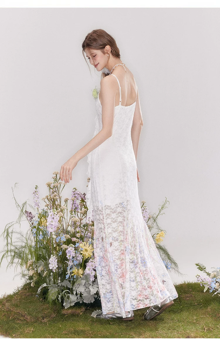 French lace fishtail skirt with waist cinching flower decoration suspender skirt French lace fishtail skirt with waist cinching flower decoration suspender skirt