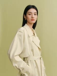 Ace soft material double breasted long windbreaker for women