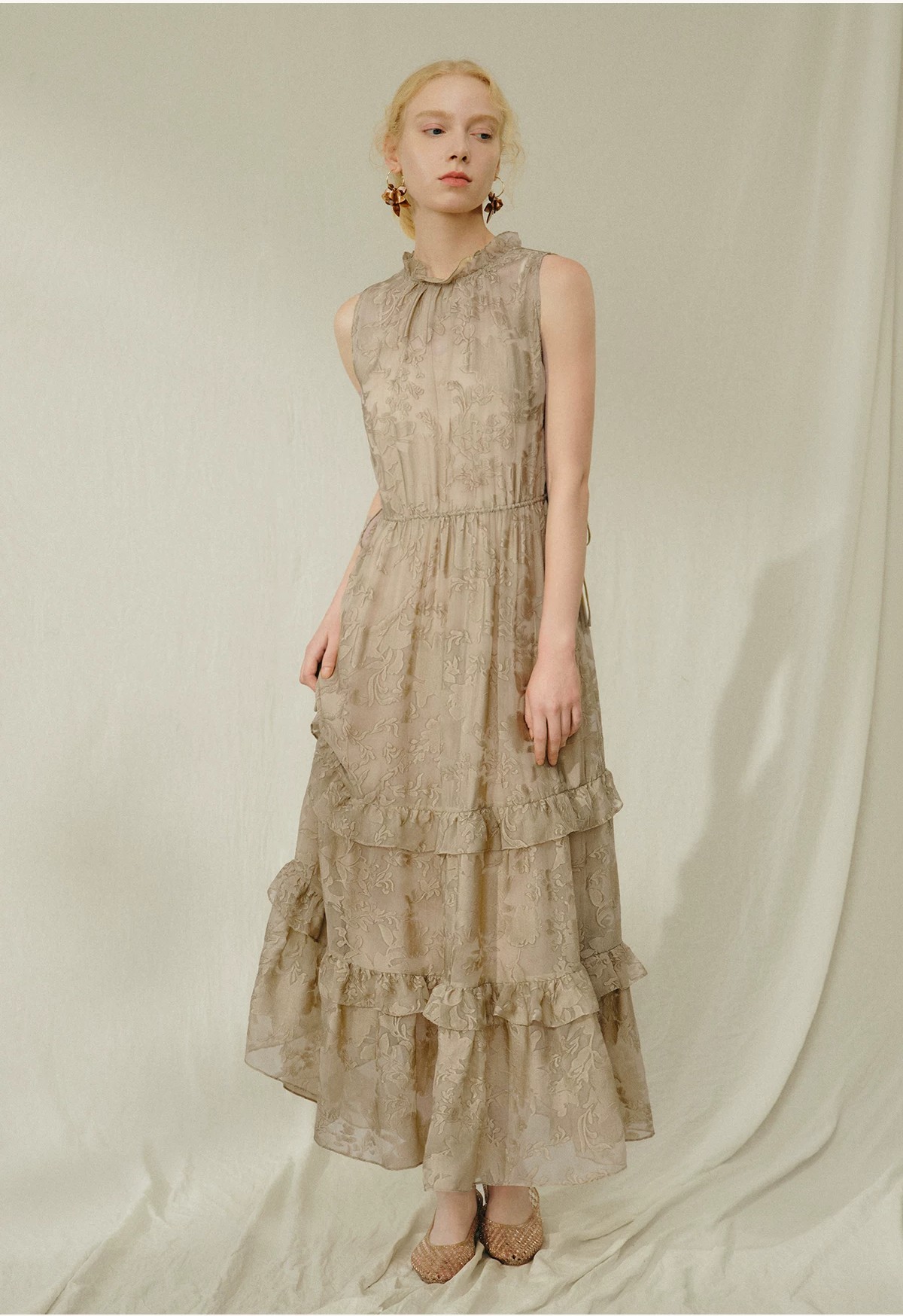 Jacquard fungus edge sleeve romantic fairy style vacation dress!!1133670417 Jacquard fungus edge sleeve romantic fairy style vacation dress