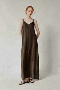Silk blend camisole vest dress sleeveless V-neck solid color dress