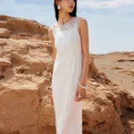 Copper ammonia silk acetate suit sleeveless elegant vest dress