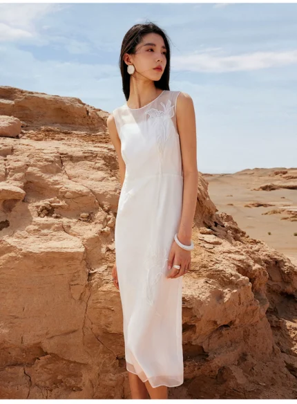 Copper ammonia silk acetate suit sleeveless elegant vest dress