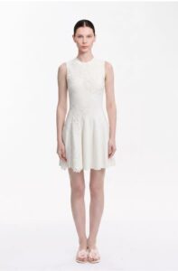 Heavy embroidery sleeveless dress with waist cinching and slimming effect, large A-line skirt
