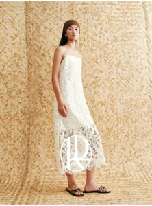 Customized embossed lace embroidered patchwork suspender dress