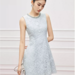 Blue lace sleeveless dress