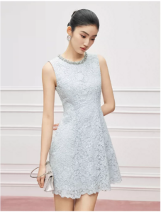 Blue lace sleeveless dress