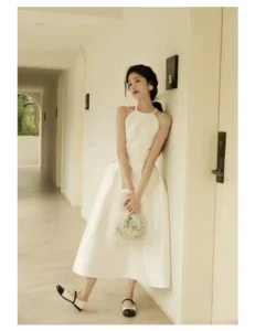 High end minimalist satin short dress