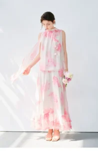 Silk set women's 2026 summer new top, half body long skirt two-piece set