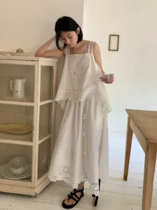 Antique handmade lace camisole skirt