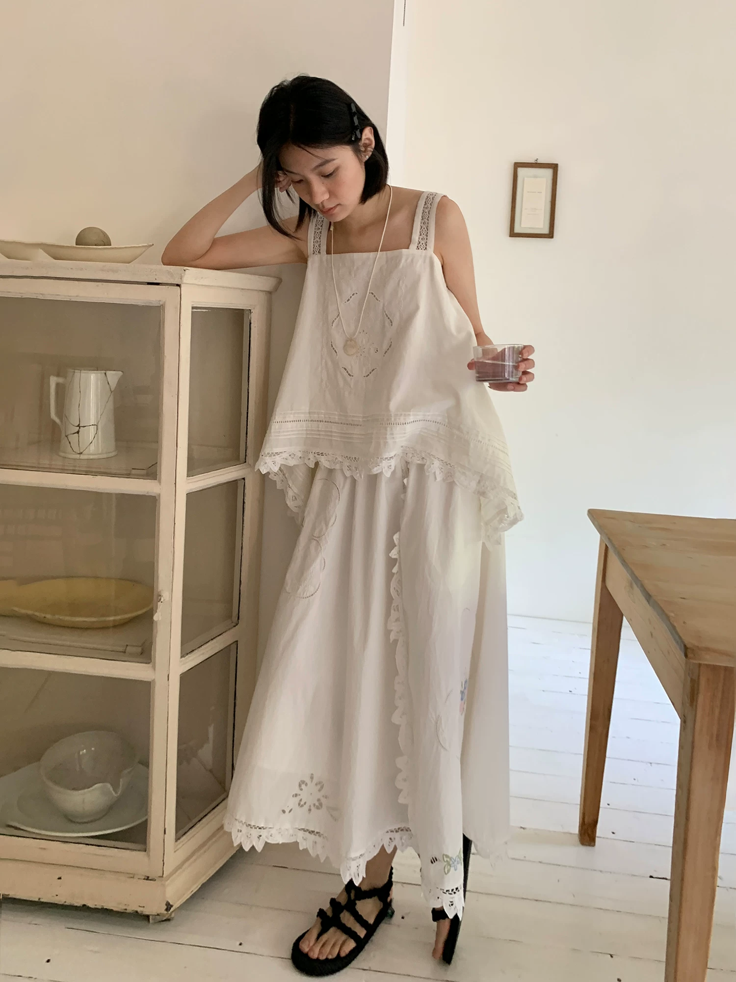 Antique handmade lace camisole skirt!!3908871638 Antique handmade lace camisole skirt