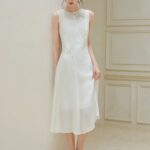 Ramie Tencel Micro Transparent Lace Sleeveless Dress