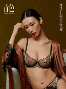 Blue Embroidered Sexy Ultra Thin Underwear Women's Collection Accessory Anti sagging Bra
