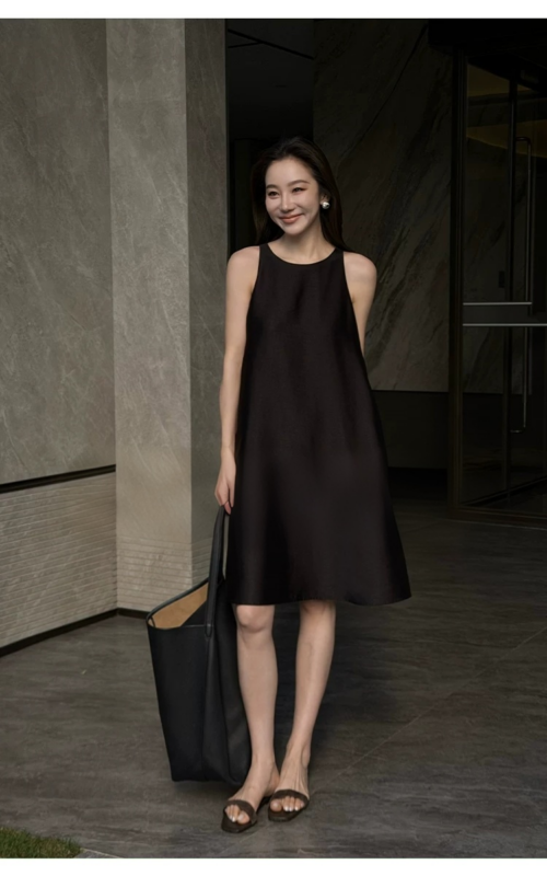 Black dress, women's summer sleeveless vest, long skirt