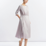 Knitted waist rope silk high waisted skirt pearl satin dress
