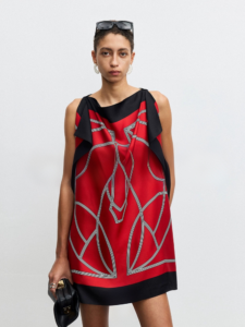 Printed mulberry silk one-piece cut elegant top