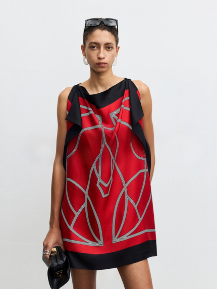 Printed mulberry silk one-piece cut elegant top