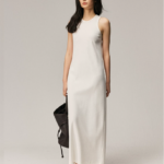 Tailored vest, round neck sleeveless dress, casual long skirt