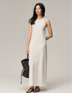 Tailored vest, round neck sleeveless dress, casual long skirt