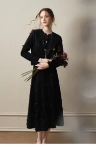 Hot Diamond Knitted Cardigan Half Skirt Set