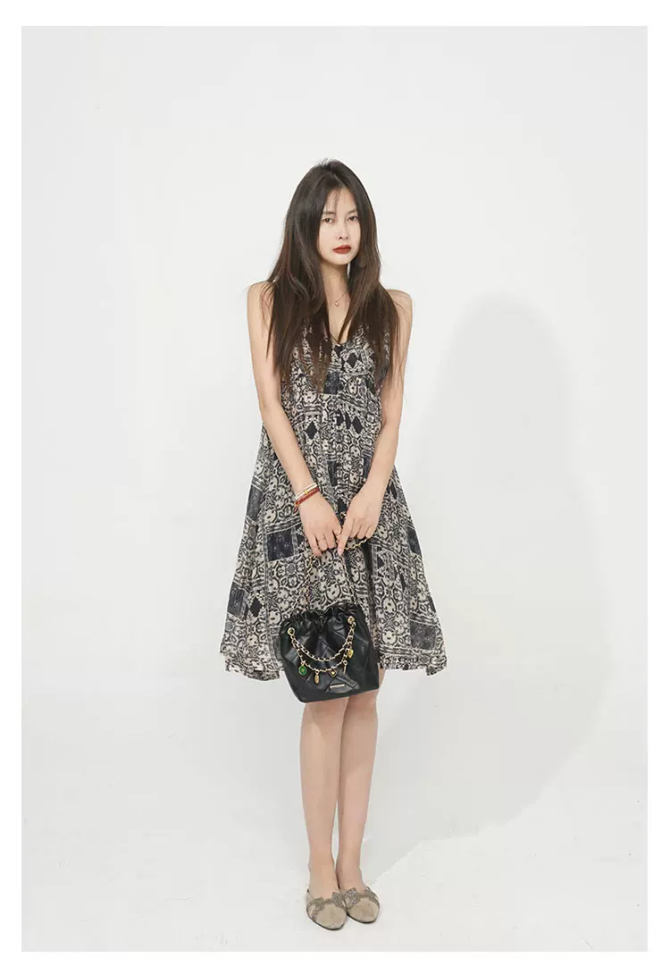 Fresh girl's artistic printed waistband and fluffy camisole skirt Fresh girl's artistic printed waistband and fluffy camisole skirt
