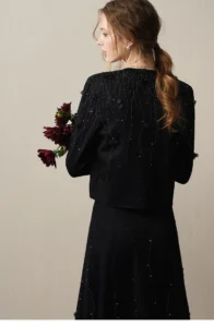 Hot Diamond Knitted Cardigan Half Skirt Set