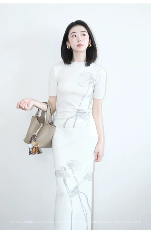German Yangzisha early autumn wool knitted skirt set