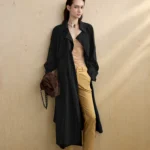 Lyocell cotton blend temperament jacket long windbreaker for women