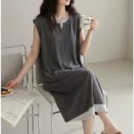 Summer pure cotton vest home clothes for women with breast pads and sleeping skirts