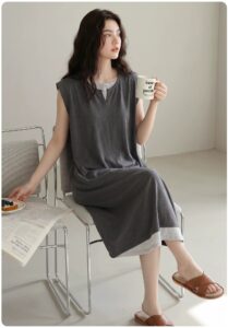 Summer pure cotton vest home clothes for women with breast pads and sleeping skirts
