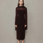 French style light luxury long sleeved slim fit dress for evening wear